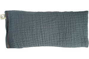 Peacegoods Unscented Eye Pillow - Soft & Soothing Gauze Cotton Filled with Flax Seed Weighted for Yoga Meditation Headache Relief Sleep Massage - Soothing Colors - Blue Gray