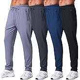 VGVB Mens 4 Pack Athletic Sweatpants Workout Running Sweatpants Gym Joggers Pants with Zipper Pockets