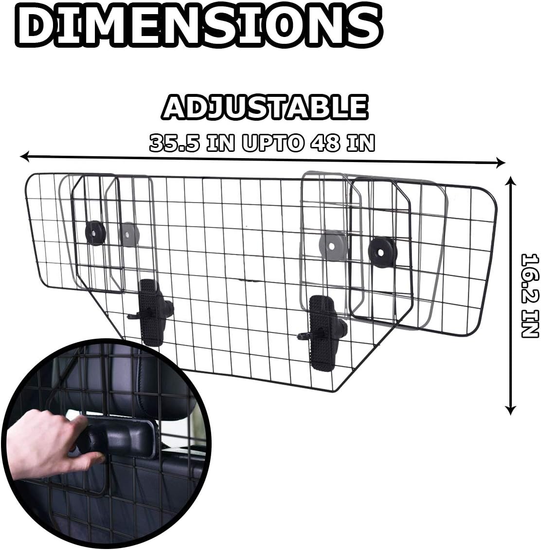 VaygWay Dog Car Pet Barrier – Adjustable Pet Gate Dog Fence – Vehicle Separation Dog Pet Barrier - Universal SUV Car Vehicle Fit: Automotive