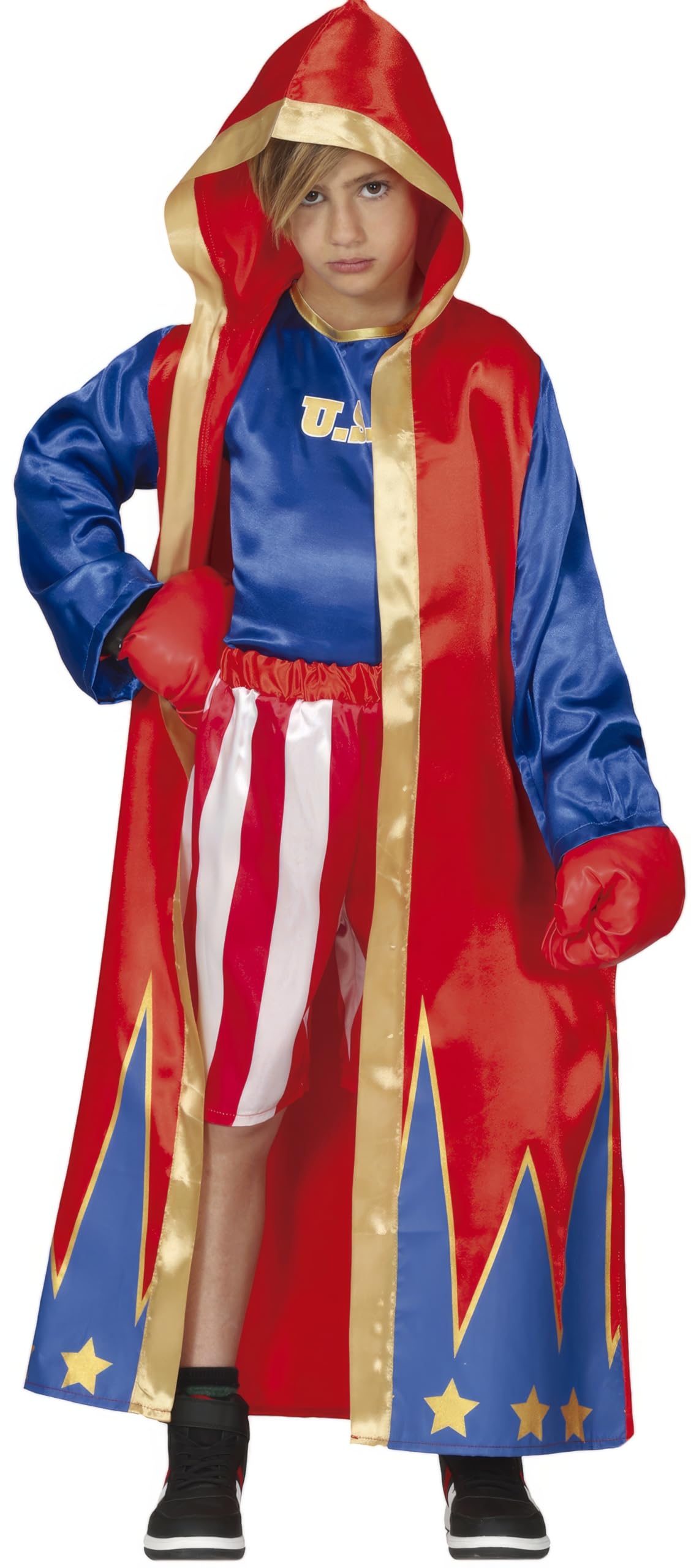 FIESTAS GUIRCA | Children's Boxer Fancy Dress Costume (5-6 Years) - Robe, T-Shirt and Trousers - Sports Costumes for Halloween and Fancy Dress Parties - Ideal for Boys and Girls - Blue and Red