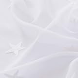 Deconovo Voile Curtains with Eyelets 140x290 cm 2 Panels White Embroidered Stars view 6