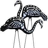 GIFTEXPRESS 2-Pack Halloween Black Flamingo Skeleton, Zombie Flamingos, Skull Flamingo with Stakes for Halloween Lawn Ornamen