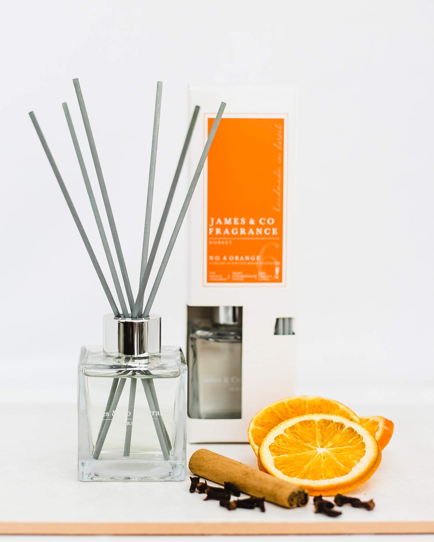 James & Co No.6 Orange (Orange & Cinnamon) 100ml Home Fragrance Reed Diffuser Set