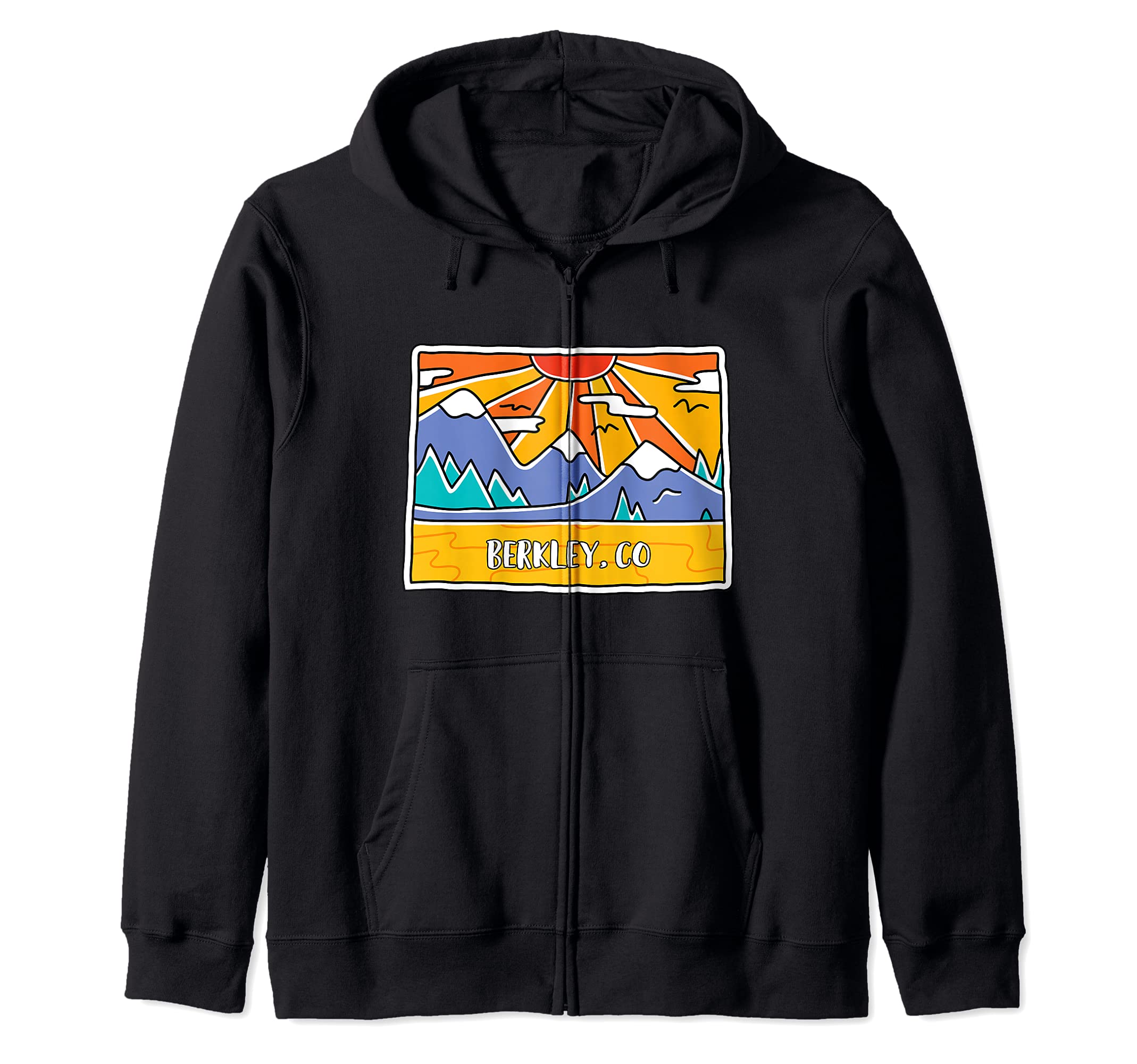 Berkley, CO Colorado Mountains Outdoor art retro sunset Zip Hoodie