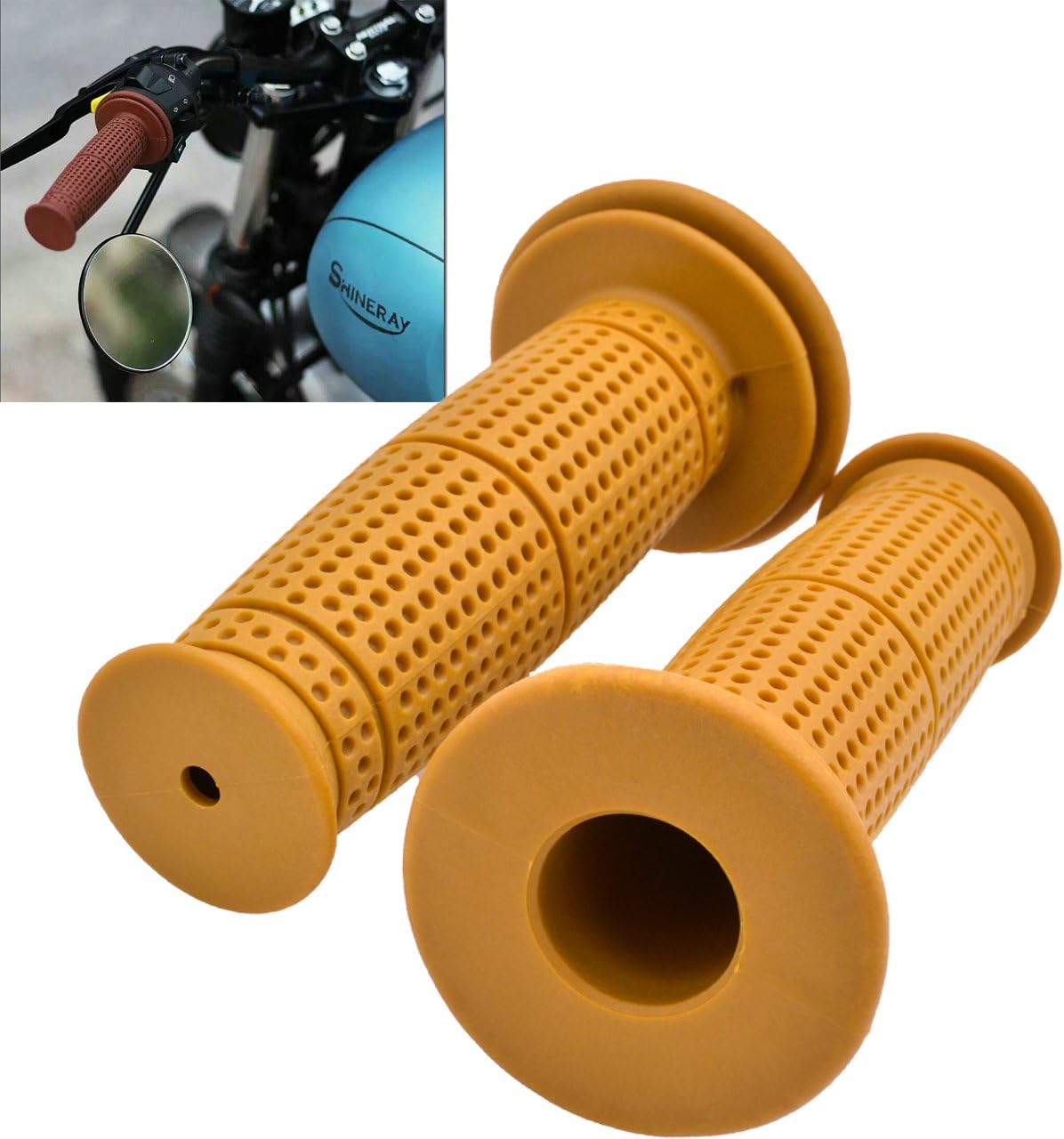 TUINCYN Motorcycle Rubber Handle Bar Universal 7/8 inch Anti-skid Gel Grips For Sport Bike ATV Harley Davidson Honda Yamaha Suzuki Truimph Kawasaki KTM Yellow