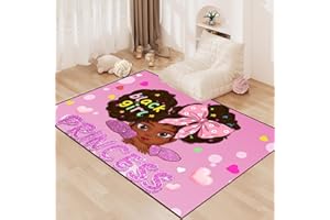 JIOSPET African American Rugs for Girls Room Black Girls Room Decor Rugs Princess Decor Rug for Bedroom Kids Carpet for Bedroom Teen Living Room Soft Floor Mats, Pink, 2'×3'