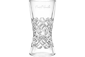 Final Touch Yarai Glass Double Jigger – Two-Sided Cocktail Jigger - 1.5oz/50ml Over 3/4oz/25ml with 1oz/30ml Line – Elegant J