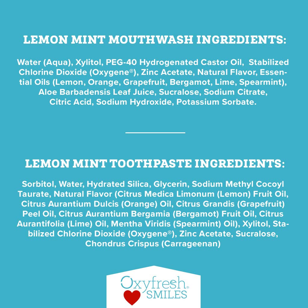 Oxyfresh Ultimate Fresh Breath Kit | Includes Most Popular Lemon Mint Alcohol-Free Mouthwash, Lemon Mint Toothpaste & Tongue Scraper - Dentist Recommended | Scrape, Brush, Rinse, Repeat. : Beauty