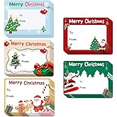 60Pcs Christmas Labels Stickers 60 x 45mm Xmas Tags Sticker Self-Adhesive Santa to from Christmas Name Gift Label Christmas Sticky Labels for Kraft Present Cards (Christmas-A)