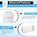 DRELD Stainless Steel Rolling Grill Basket Set w/ Forks for Veggies Meat Fish view 4