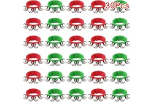 FEPITO 30 Pieces Christmas Band Wrist Bells Bracelets Jingle Bells Musical Ankle Bells Rhythm Instrument Percussion Christmas Party Decoration Favors