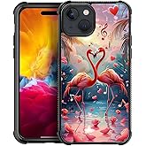 CARLOCA for iPhone 15 Case,Flamingo Tropical Flower Music Woman Pattern Ultra Protection Shockproof Soft Silicone TPU Non Slip Back for iPhone 15
