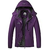 ELLSWOS Womens Winter Coats Waterproof Ski Jacket Warm Snow Jackets Windproof Windbreaker Hooded Raincoat