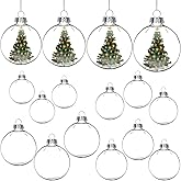 Liliful Glass Ornament for Crafts Clear Christmas Ornament Balls Fillable Clear Balls for Christmas Tree, Party Decor, Wedding, Xmas Transparent DIY Round Ball, Easy to Use to Fill(4 Sizes, 12 Pcs)