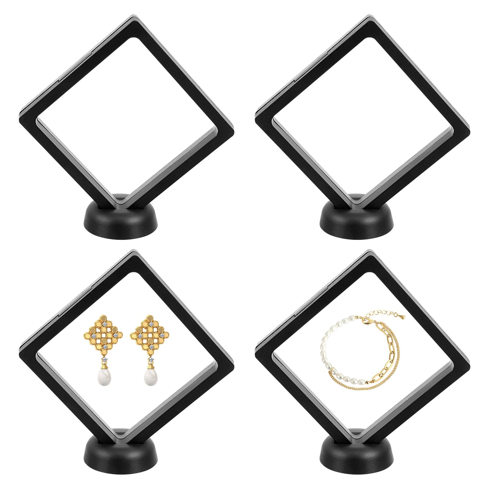 BESPORTBLE Black 3D Floating Frame Suspension Display Holder Stands Medallions Jewelry Challenge Coin Display Showcase 4 Sets