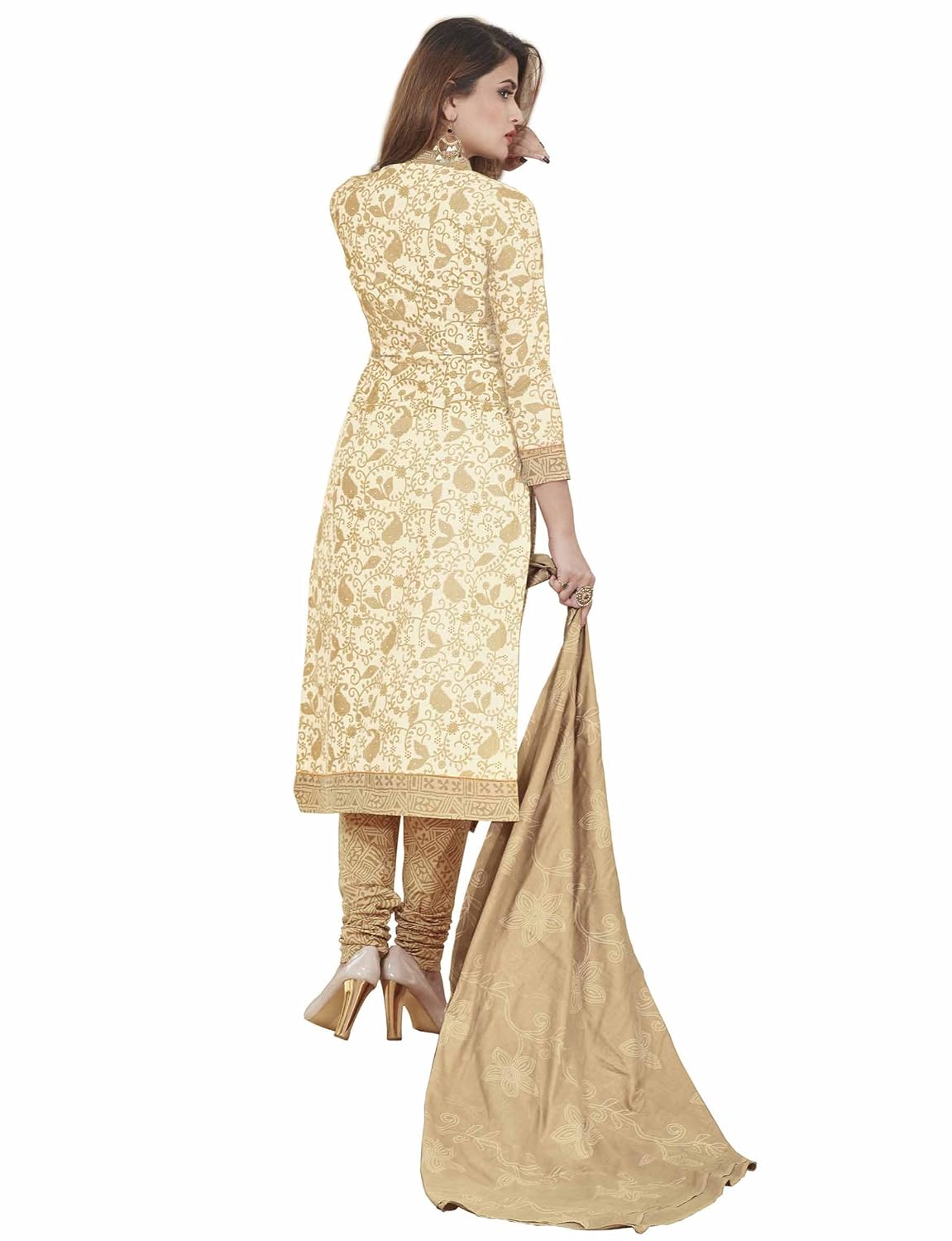 miraan women's cotton unstitched dress material(san8007_beige_free size)