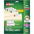 Avery TrueBlock Extra Large File Folder Labels, 15/16" x 3-7/16", 450 Printable Labels, Assorted Colors (5026)