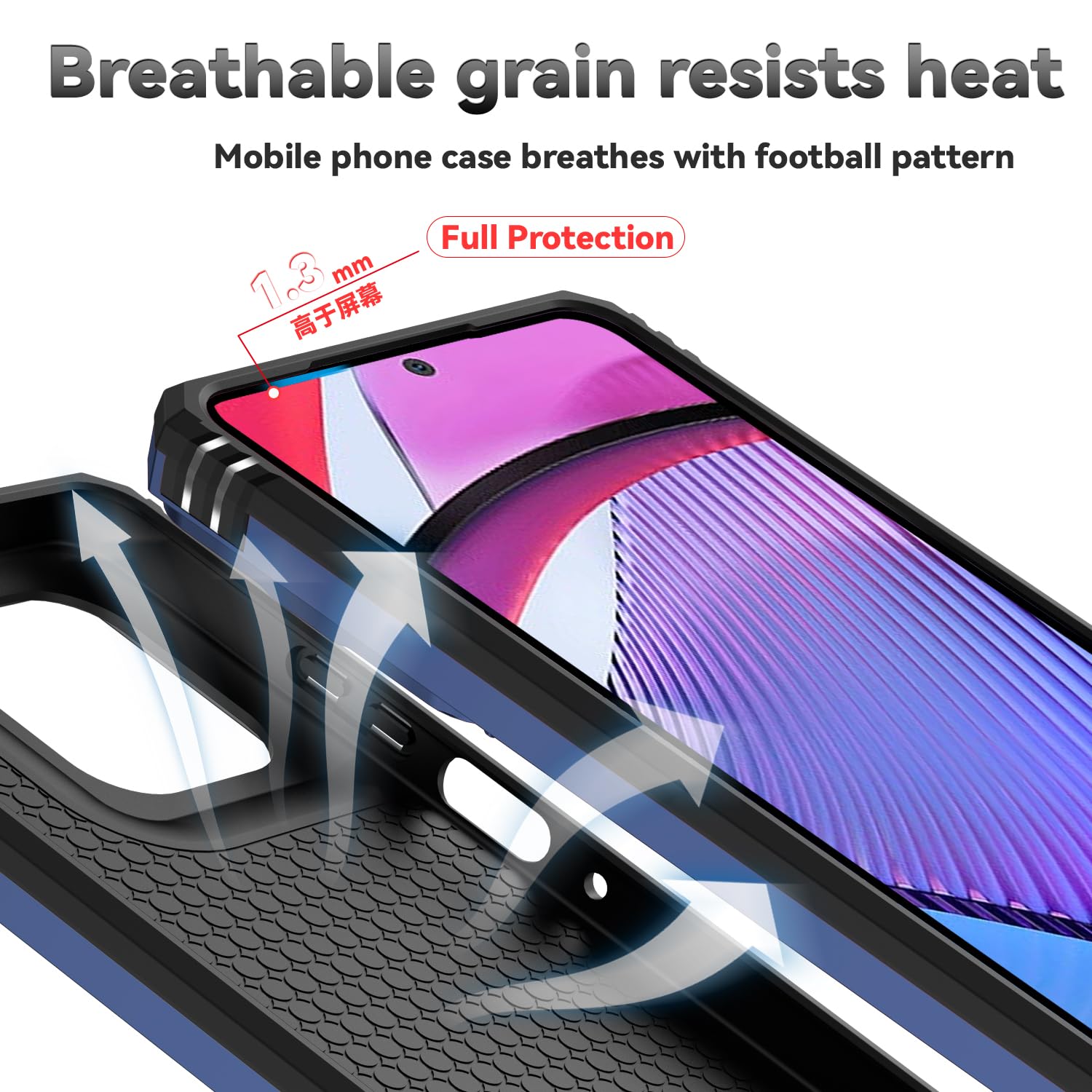for Moto G Power 2025 Case, with Camera Lens Cover Screen Protector, Dual Layer Military-Grade Drop Tested Magnetic Ring Holder Kickstand Protective Phone Case for Moto G Power 2025 (Navy Blue)