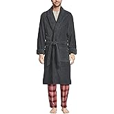 Lands' End Men's Calf Length Terry Robe | Turkish Terry Cotton, Shawl Collar, Patch Pockets, Belt Closure, Spa, Post-Shower, Big and Tall Sizes
