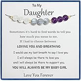 PINCHUAN Beaded Bracelet for Daughter Crystal Beaded Bracelet Inspirational Bracelets Gift for Daughter Nature Stone Bracelet Daughter Bracelets from Mom Birthday Christmas Jewelry