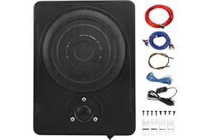 Yaeccc 8" 600w Audio Slim Under-Seat Powered Subwoofer, Car/Truck Sub Bass Speaker Kit,Ultra Slim Under Seat