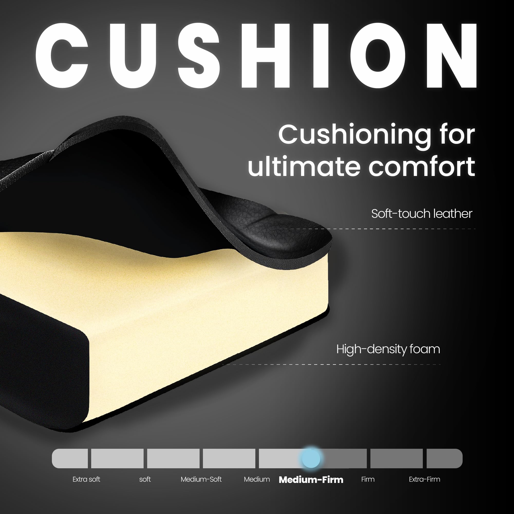 N-GEN GAMING Video Gaming Chair with Footrest High Back Ergonomic Comfortable Office Computer Desk with Lumbar Support Height Adjustable with PU Leather Recliner for Adults Women Men (Black) - Image 6