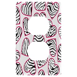 Zebra Print Hearts Decorative Blank Wall Plates for