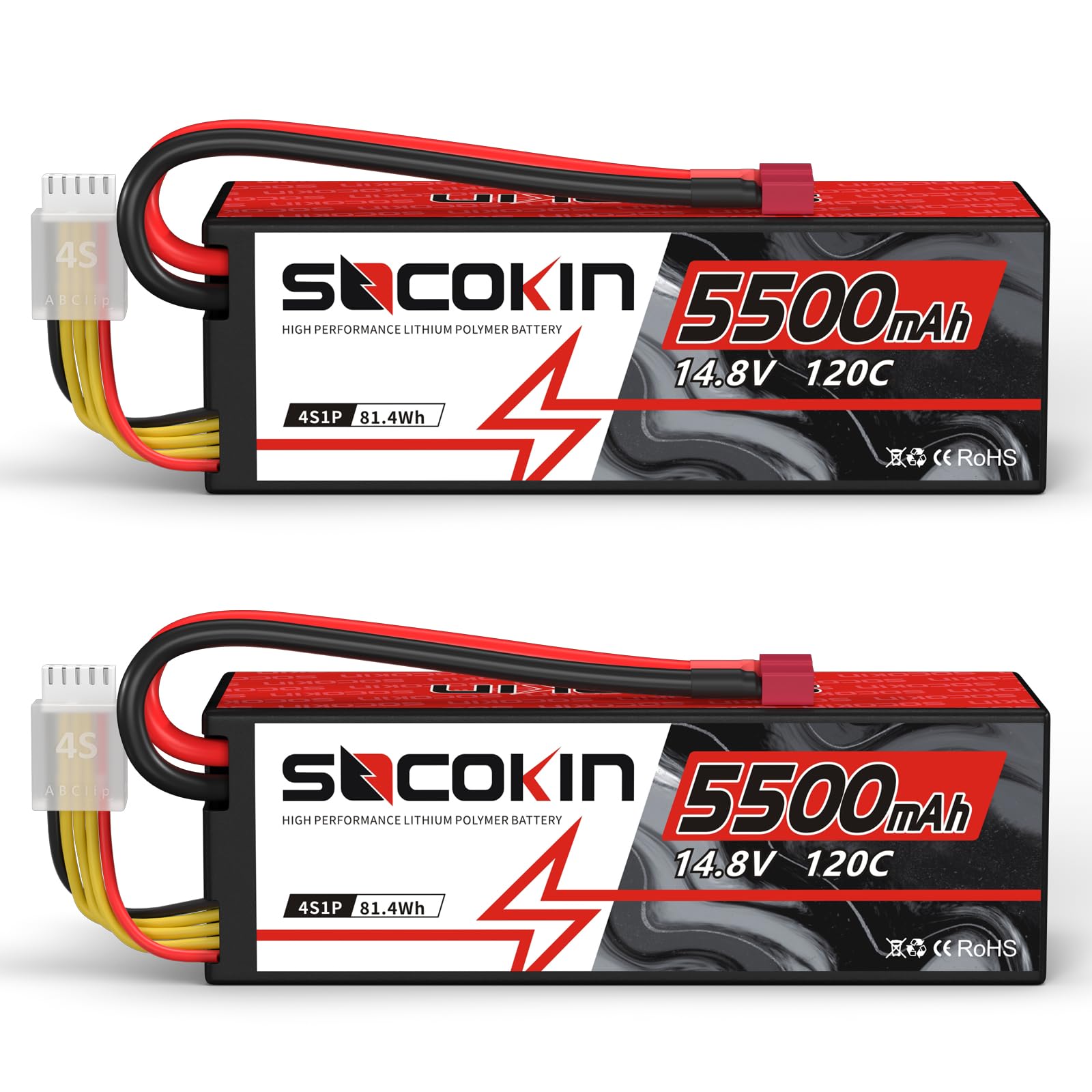 Socokin 4S Lipo Battery 5500mAh 14.8V 120C with T