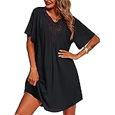Supnier Women's Bathing Suit Cover Up Dress Lace Crochet V Neck Summer Beach Bikini Swimsuit Coverup