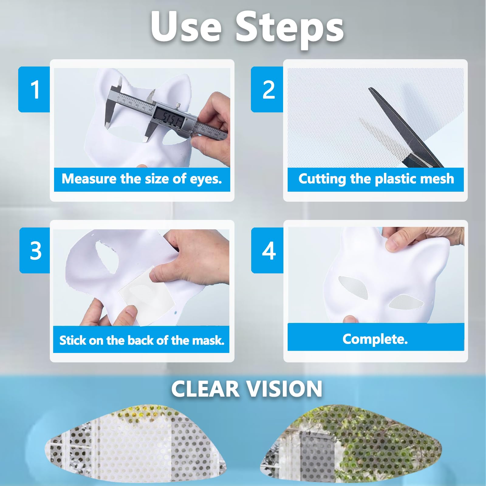 Fursuit Eye Mesh, Printable PVC Plastic Eye Mesh Sheet for Mask 11.81 x 7.87 inches Waterproof Mesh Sheets for Fursuits, Furry Costume Roleplay, Props, Craft Making - 5 Sheets White