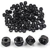 M6 Locknuts Nylon Inserted Hex Lock Nuts for Patio Furniture M6 Bolts | 100pcs Metric Self-Lock Nylon Insert M6x1mm Carbon Steel Self Locking 10mm Hex Nut Driver Nut