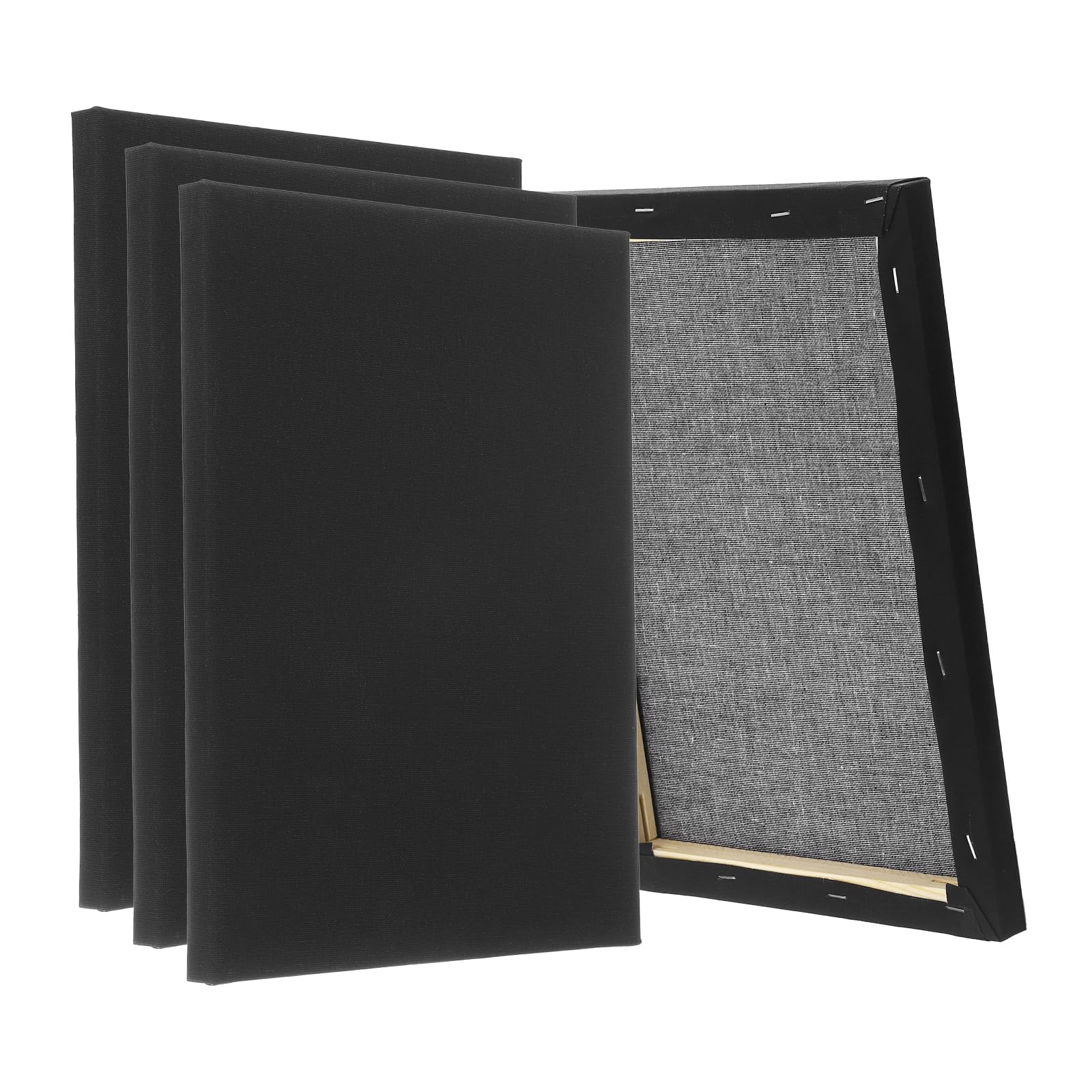 PATIKIL Black Stretched Canvas, 12 Pcs 5" x 7" Large Canvas for Painting Primed Cotton Blank Canvas for Acrylics Oil Watercolor Paints