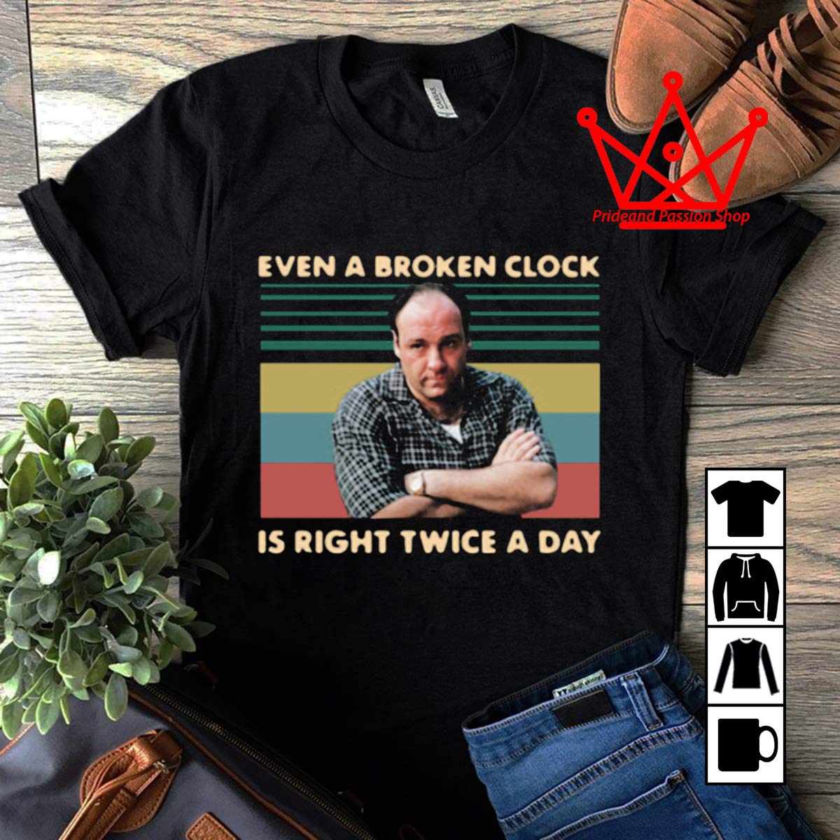 Even A Broken Clock Is Right Twice A Day Tony Soprano Vintage T Shirt