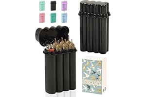 ARWING 6 Hole King Size Pre Roll Cone Holder Case with Lighter Holder, 6 or 8 Capacity Cigarette Case for Regular Size, Small Smoking Accessories for 1-1/4 Size Pre Rolled Rolling Paper - Black