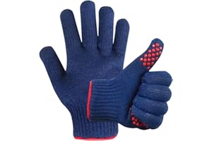 MIG4U BBQ Grill Gloves,Oven Gloves Extreme 500 Degrees Heat Resistant Grilling Gloves with Food Grade Non-Slip Silicone Dots for Cooking, Grilling, Baking, Smoker, Barbecue, Kitchen(10" Blue)