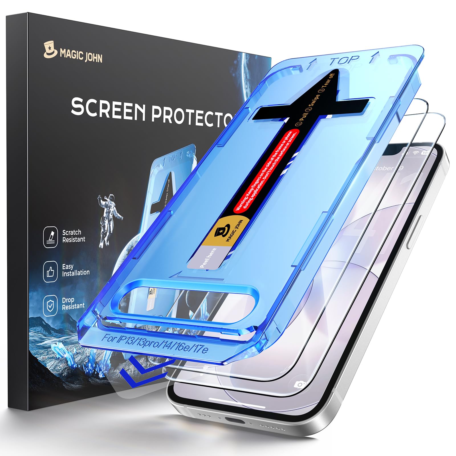 MAGIC JOHN 2 PACK for iPhone 17e Screen Protector, HD Clear, Fast Easy Installation, Anti-Scratch, Tempered Glass, Bubble Free