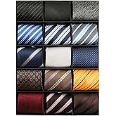 kaxilu Neckties for Mens 15pcs Assorted Zipper Ties for Men, Silky Zip Up Ties, Men's Adjustable Pretied Ties Set
