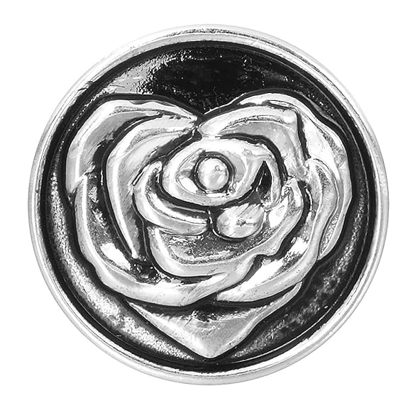 Andido Chunk 18 mm Herz als Rose für Chunks Armband Druckknopf Click Button NC0125AF