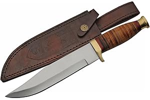 SZCO Supplies Stacked Leather Bowie Knife Hunting Knife