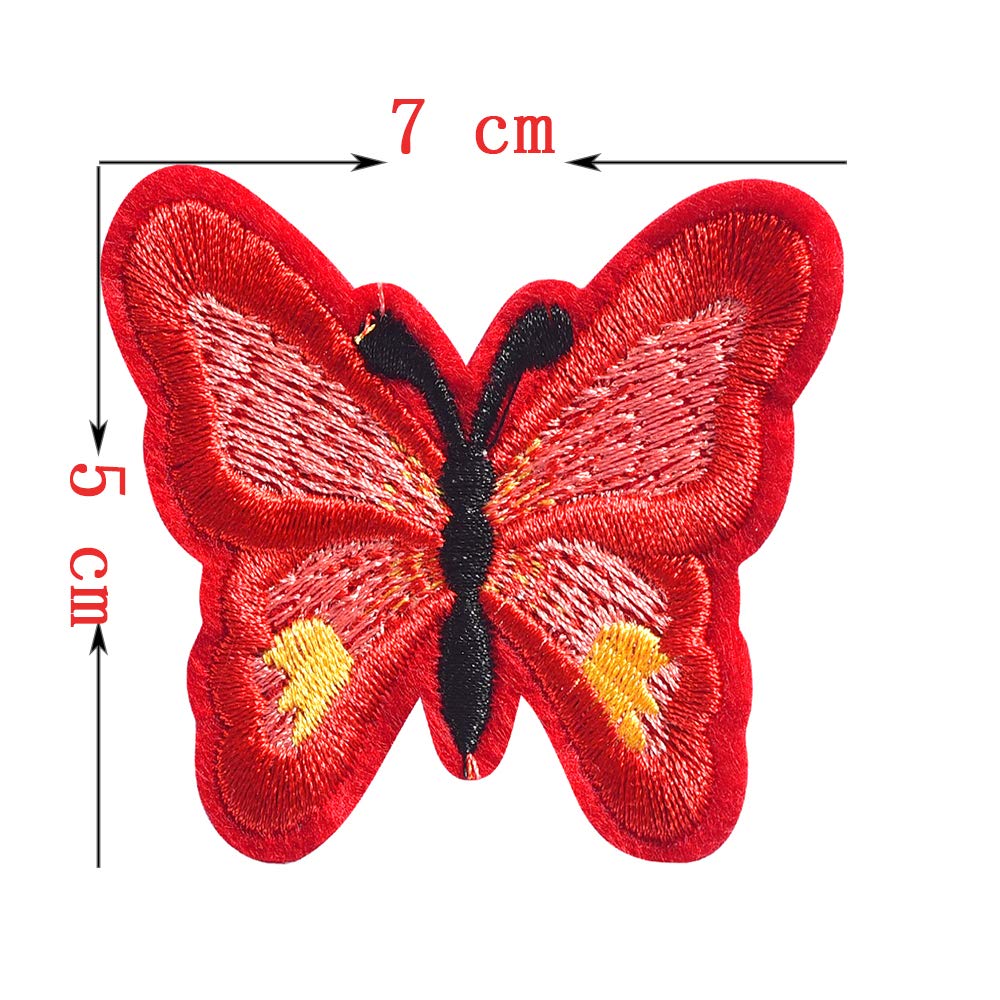 Isense Iron/Sew on Embroidered Butterfly Patches Assorted Bees Cicadas Patches for Jeans Jackets Shirts Backpack Shoes Perfect DIY Decoration Accessory