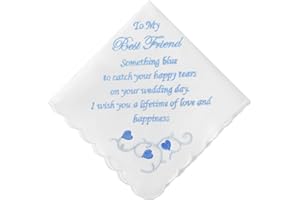 PACGOTH Wedding Handkerchiefs Something Blue for Bride Embroidered Handkerchief Gift for Bride Groom, Wedding Gift from Frien