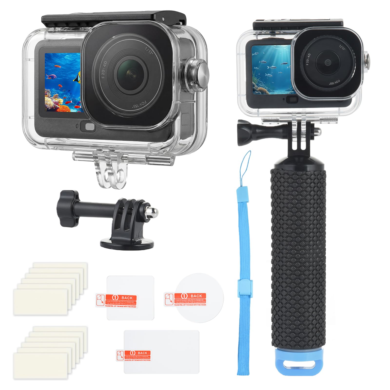 aceyoon Wasserdichtes Gehäuse für DJI Osmo Action 6 Kamera, 70m Unterwasser-Tauchgehäuse mit Anti-Nebel & Schnellverschluss-Halterung, Auftriebsgriff Schraubenzubehör Set für DJI Action 6