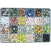 Maonewque 720pcs 6mm Natural Round Stone Beads Gemstone Beading Hole Size 1mm Crystal Energy Stone Healing for Bracelet Necklace Earrings Jewelry Making(24 Colors-1,6mm)