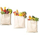 WHITEWRAP Canvas Grocery Shopping Bag with 6 Pockets 14.5” x 13” x 8”