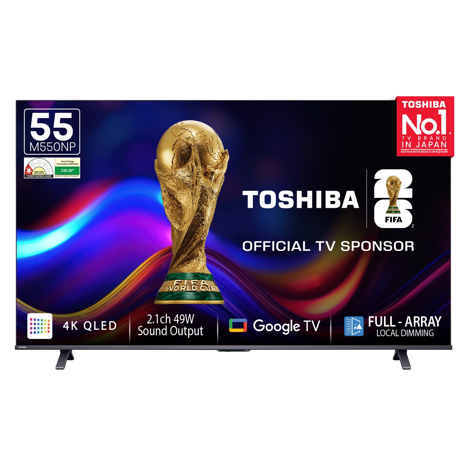 Toshiba 139 cm (55 Inches) 4K Ultra HD Smart QLED Google TV | Dolby Vision Atmos & HDR10+ | 2.1 CH 49W Powerful Speakers with Sub Woofer | VRR 120 Hz & Game Mode | REGZA Engine ZR | 55M550NP (Black)