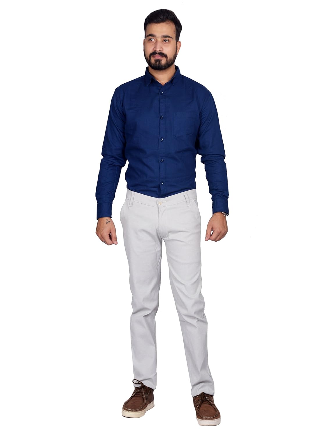 swiss navy men's light gray cotton casual trousers chinos style(bottom)