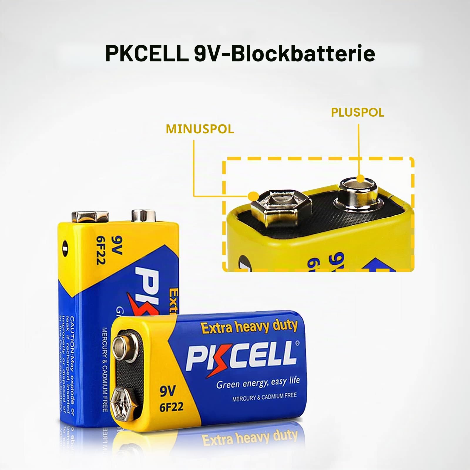 PKCELL 9V Batterie, Blockbatterie, 6F22 Batterien für Rauchmelder 8 Stück 4