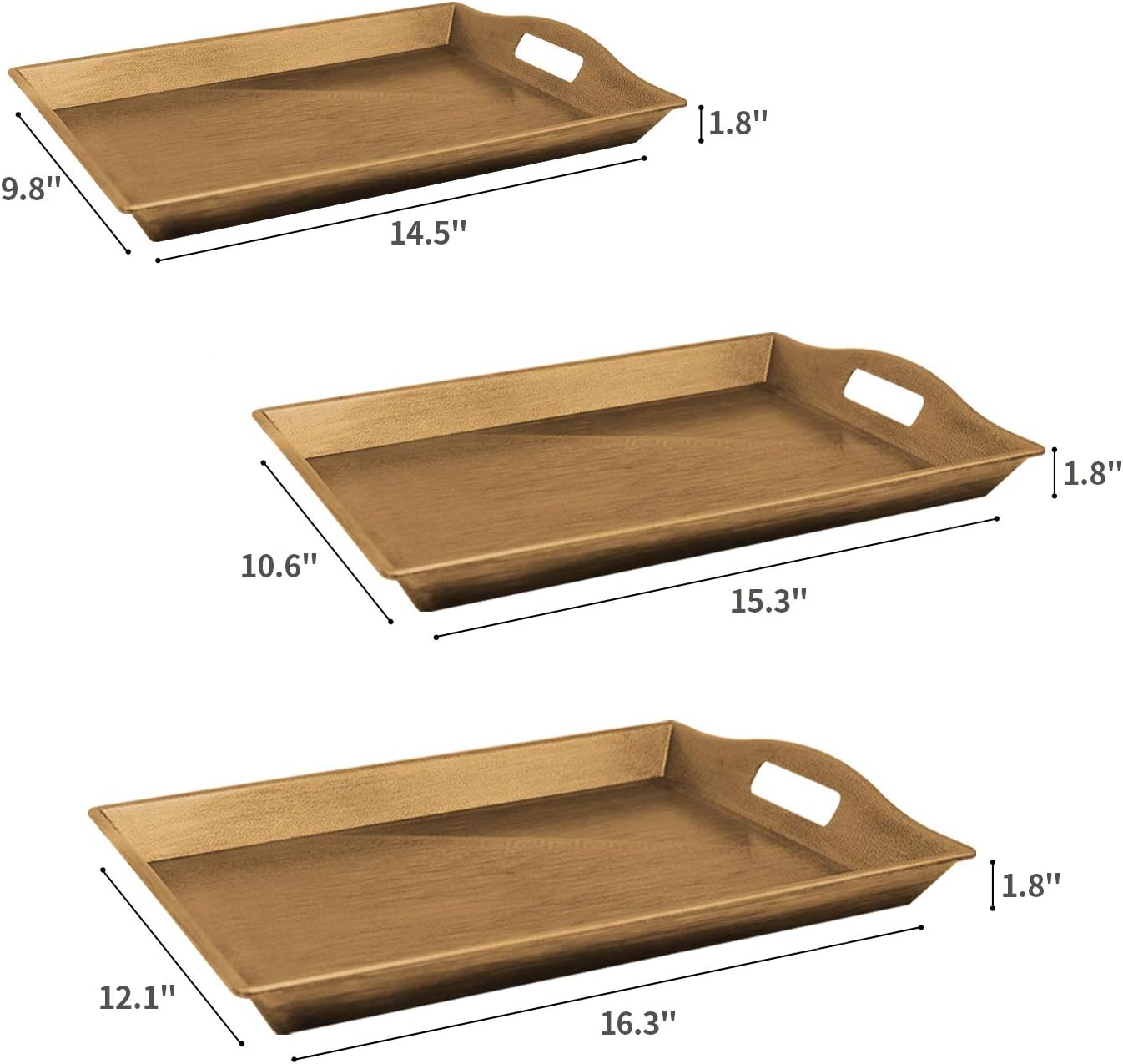  | Set of 3 Large Serving Trays w/Handles Nesting Breakfast Serving Trays Afternoon Tea Tray Decorative Rectangular Display Tray Set Nested Food Tray Butler Serving Tray for kitchen Party Dinner Snack: Serving Trays