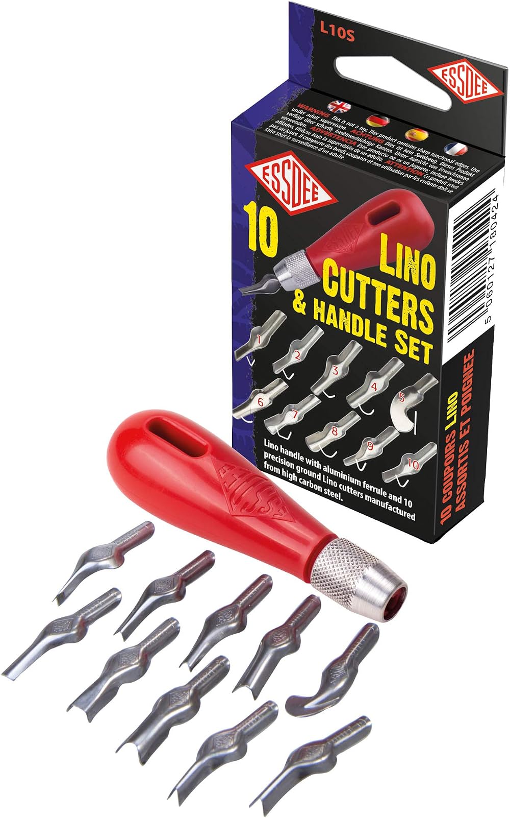 Essdee Ten Lino Cutters & Handle Set - Styles 1 to 10 for Carving