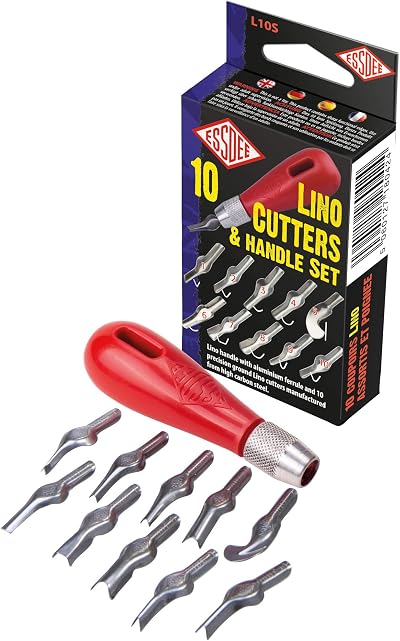 Essdee Ten Lino Cutters & Handle Set - Styles 1 to 10 for Carving